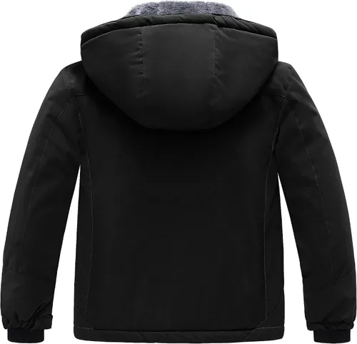 Vista 2 de Wantdo - Chamarra de esquí impermeable con capucha de forro polar para invierno y nieve, resistente al viento