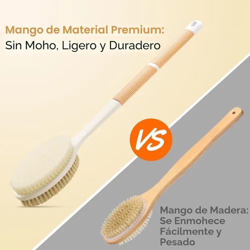 Vista 4 de Backski Limpiador corporal antideslizante para ducha, cepillo de ducha de mango largo con cerdas rígidas y suaves, limpiador de espalda exfoliante