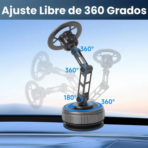 Vista 5 de Soporte magnético de teléfono para automóvil 360 con succión de vacío ajustable para iPhone 17 Pro Max 16 15 14 13 12 Air Plus