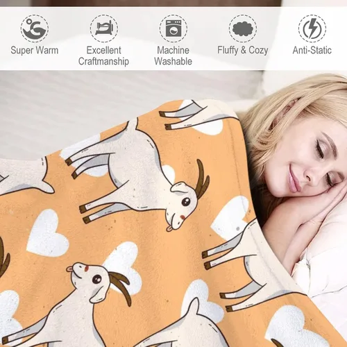 Vista 5 de Manta de cabra suave, mullida y cálida, manta pequeña de 30 x 40 pulgadas para sofá, oficina, manta estética amarilla, regalos para niñas y niños