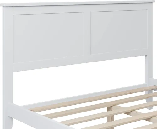 Vista 4 de Harper & Bright Designs Cama de plataforma de tamaño matrimonial con cabecero, marco de cama matrimonial de madera moderna con soporte de listones