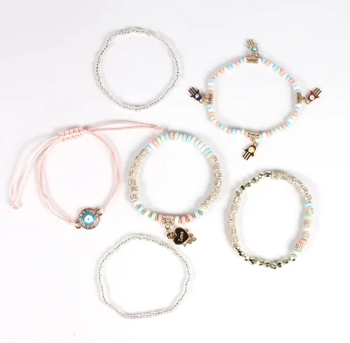 Vista 9 de Solosoya Bohemian Boho Stackable Bracelets for Women Set, Girls Stretch Multilayer Stack Beads Colorful Beaded Charm Bracelets Girl Handmade Jewelry