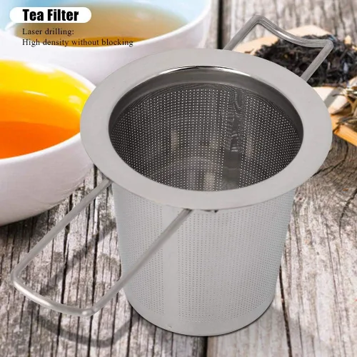 Vista 3 de Fdit Filtro plegable del colador de la taza del metal del infusor del té de la malla del acero inoxidable con la tapa