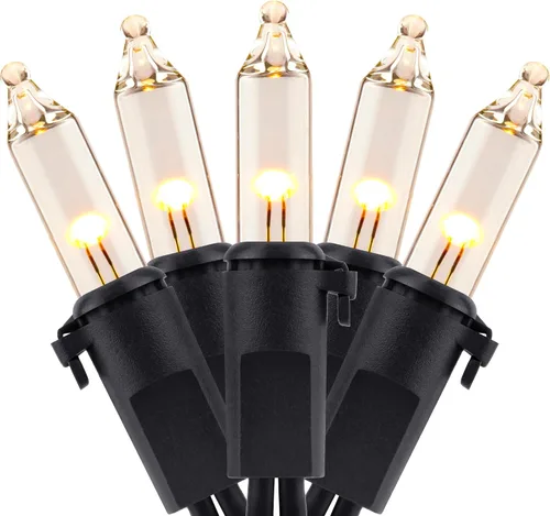 Vista 13 de YULETIME 100 luces de Navidad verdes, 33 pies de cable verde certificado UL como incandescentes, mini cadena de luces LED Incandescent-Like LED