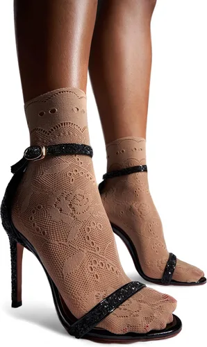 Vista 2 de sofsy Calcetines con purpurina para mujer fabricados en Italia Calcetines de malla brillantes de nailon