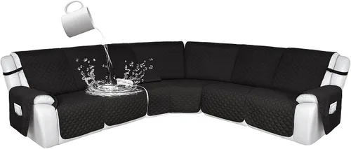 Vista 198 de HDCAXKJ Fundas de sofá seccional reclinable 100% impermeable, forma de L, funda de sofá reclinable lavable acolchada suave para mascotas, perro