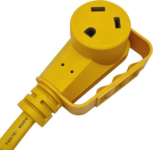 Vista 4 de Parkworld 78820 Cable adaptador de corriente alterna NEMA 6-50P macho a TT-30R RV 30A tomacorriente, 125 voltios 1.5 pies (amarillo)