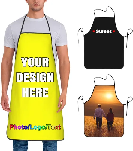 Vista 17 de Delantal de chef personalizado para hombres y mujeres, para cocinar, con nombre, logotipo, foto, regalos de cocina para familiares y amigos