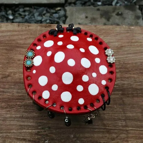 Vista 7 de Lindo soporte de joyería de hongos, soporte de exhibición de aretes, organizador de aretes, regalo de Navidad, cumpleaños para mujeres y niñas