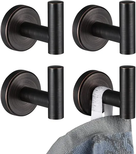 Vista 11 de JQK TH100-PB-P2 - Gancho negro para toallas de baño, cocina, garaje, montaje en la pared (paquete de 2), acero inoxidable 304 negro mate, TH100-PB-P2