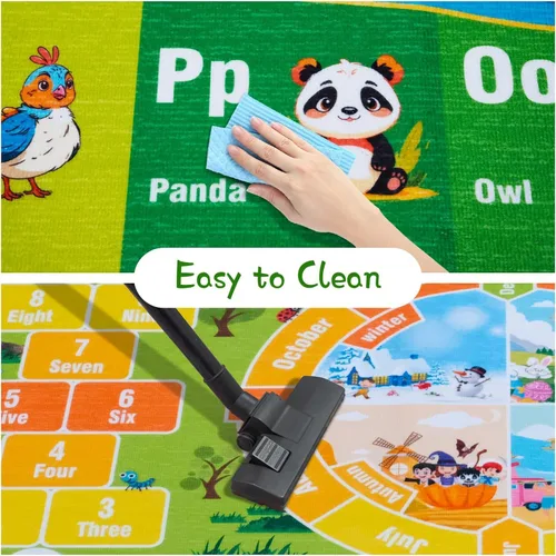 Vista 4 de Alfombra ABC de 5' x 7', Alfombras para Niños para Sala de Juegos, Aula, Dormitorio, Tapete de Juego de Aprendizaje Educativo con Alfabeto