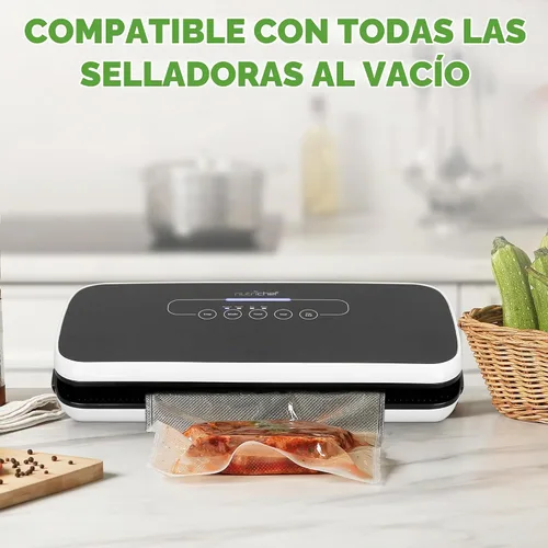 Vista 5 de NutriChef Bolsas selladoras al vacío de 11 x 50 rollos, paquete de 2 unidades para guardar alimentos, sellar una comida, NutriChef, Weston. Grado