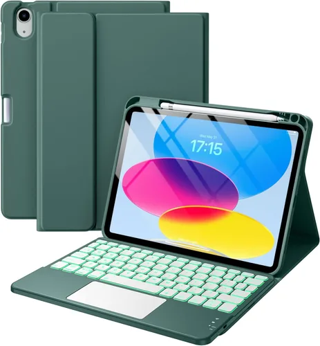 Vista 17 de Harvopu Funda compatible con iPad de 11ª y 10ª generación con teclado, funda tipo folio con soporte para Pencil, trackpad multitáctil Negro