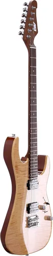 Vista 3 de IYV - Cuerpo sólido IS-400-HH con arce llama, configuración de pastilla H-H, natural