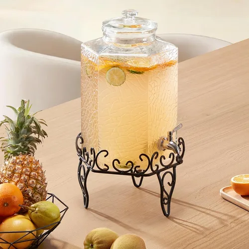 Vista 8 de VEVOR Dispensador de bebidas, dispensador de bebidas de 2.5 galones para fiestas, dispensador de jugo de vidrio con soporte de metal, grifo de acero