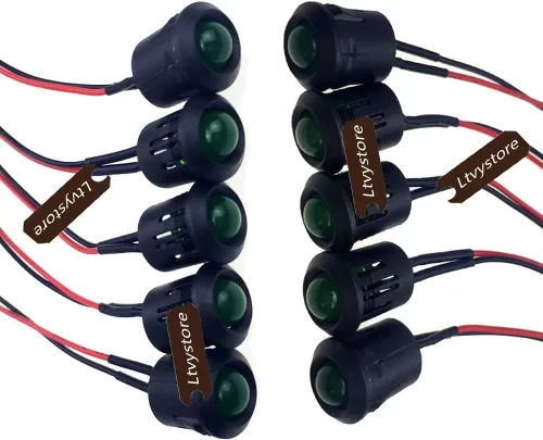 Vista 4 de 8MM 24V LED verde precableado 7.87 pulgadas lámpara bombilla pre-cableado emisor diodo y negro 0.315 in LED plástico clip titular panel