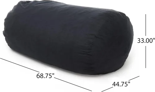 Vista 3 de Puff de microfibra de ante, Imitación de gamuza, Negro
