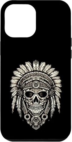 Vista 25 de iPhone 16 Skull, sombrero jefe nativo, capó de guerra, indios, caso del tocado