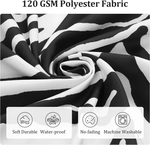 Vista 3 de Zebra - Cortina de ducha de tela de poliéster negra para baño, cortinas de baño modernas, decorativas, contemporáneas, impermeables, modernas, 72