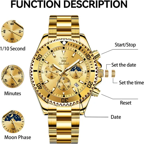Vista 6 de OLEVS Relojes para hombre, de acero inoxidable, impermeables, con fecha, analógico, de cuarzo, de moda, para negocios, relojes de pulsera