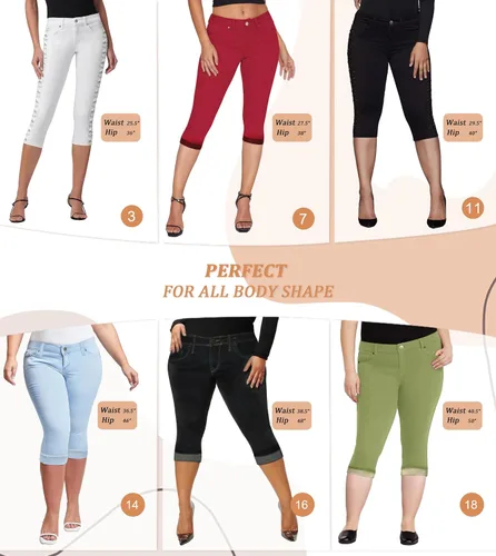 Vista 5 de Hybrid & Company Jeans capri elásticos ajustados para mujer