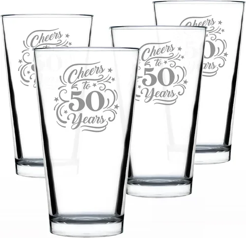 Vista 5 de Custom Cheers to 50 Years – Vaso de pinta para cerveza – Regalos para mujeres y hombres – Decoración de fiesta de 50 aniversario – Vasos de 16 onzas