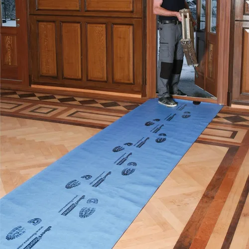 Vista 2 de Albert Floorotex Blue - Protección temporal multiusos para el suelo, rollo de 150 pies cuadrados (40 pulgadas x 45 pies) Multi-Purpose, Reusable