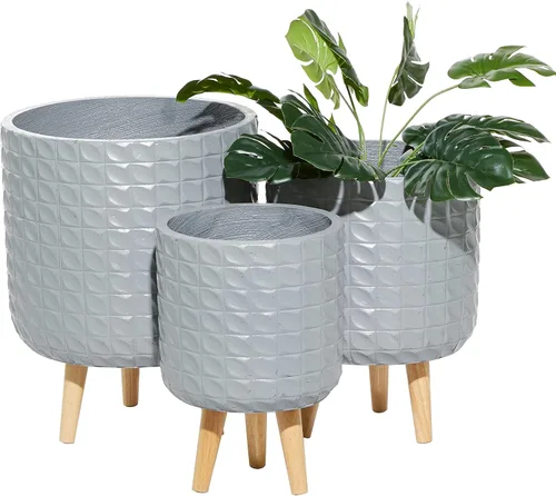 Vista 13 de Deco 79 CosmoLiving by Cosmopolitan 46527 - Maceta, color gris