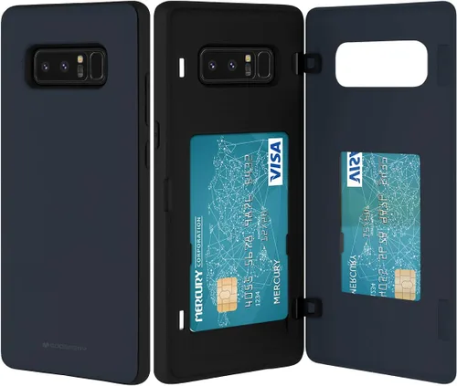 Vista 9 de GOOSPERY Funda tipo cartera para Galaxy Note 8 con tarjetero, funda protectora de doble capa para teléfono (negro)