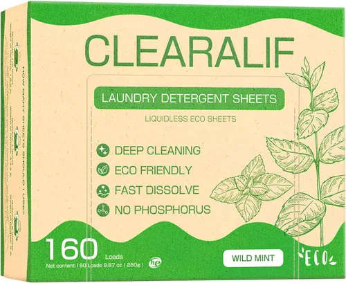 Vista 22 de Hojas de detergente para lavandería hasta 160 lavados, Amber Dusk - Excelentes para viajes, apartamentos, dormitorios, tiras de detergente CLEARALIF