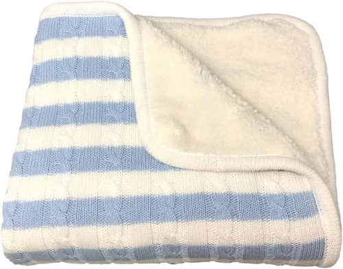Vista 7 de Magnolia Cable Knit and Sherpa Baby Blanket (Beach Glass)