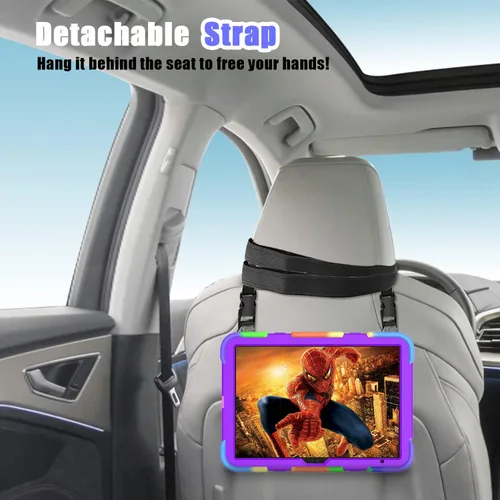 Vista 5 de Funda para iPad de 10.9 pulgadas 2022, duradera, ligera, a prueba de golpes, con soporte para lápices, soporte giratorio de 360º, correa