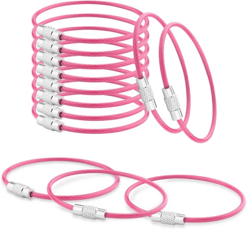 Vista 16 de 100 paquetes de llaveros de cable grandes de 6" con anillo de llavero de metal en masa para etiquetas de equipaje al aire libre (GRUESO: 2MM)