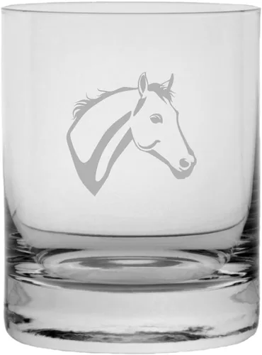 Vista 91 de Abaco Barb - Vaso de whisky con temática de caballo grabado (10.25 onzas)