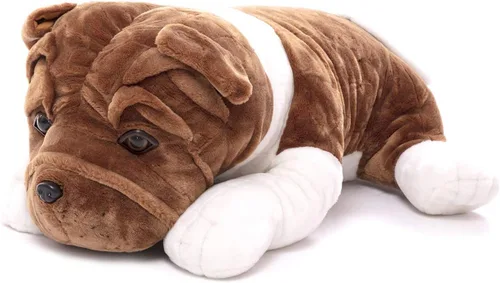 Vista 2 de Plushland Juguetes de peluche realistas para cachorros, figuras de felpa navideñas para niños, bebés para jugar (Bulldog 10 pulgadas)