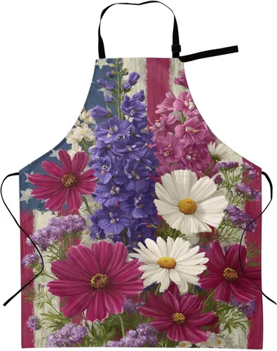 Vista 11 de Delantal de cocina a cuadros rojos y verdes para mujer con cuello ajustable, tamaño adulto, para cocina, pintura, regalo