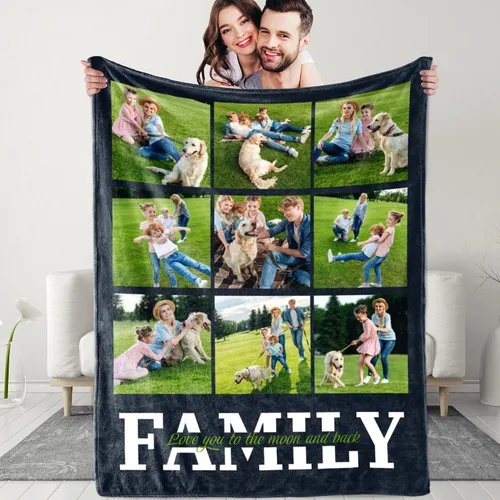 Vista 17 de Mantas personalizadas con fotos y texto, manta personalizada con imágenes, para memoria familiar, cumpleaños, Halloween, Navidad, Día del Padre, 30