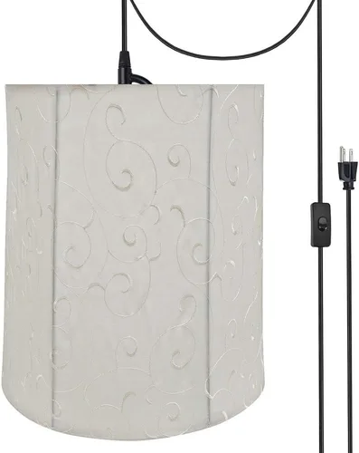 Vista 9 de Aspen Creative, Beige, 75035-11 Lámpara colgante de techo con pantalla de tela imperio transicional, 14 pulgadas de ancho