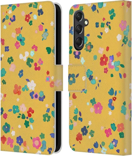 Vista 162 de Head Case Designs Officially Licensed Ninola Ditsy Flowers Yellow Nature Bold Leather Wallet Case Compatible with Samsung Galaxy A07 4G