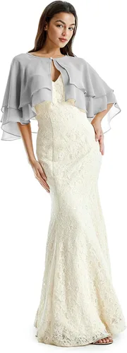 Vista 6 de Soft Chiffon Shawls and Wraps for Evening Dresses Sheer Wedding Shawl Wrap Scarves for Bridal Capelets Cape Cover Up