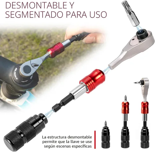 Vista 3 de Kit de herramientas de reparación de bicicletas con 10 puntas magnéticas, multiherramienta de aleación para bicicleta, MTB, ciclismo de carretera
