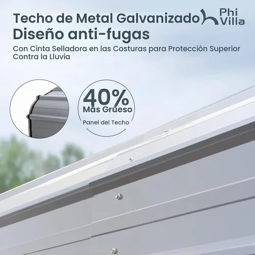 Vista 9 de PHI VILLA 10 x 15 Cochera metálica resistente con techo de acero galvanizado con kit de cierre lateral, cochera metálica robusta para autos, botes