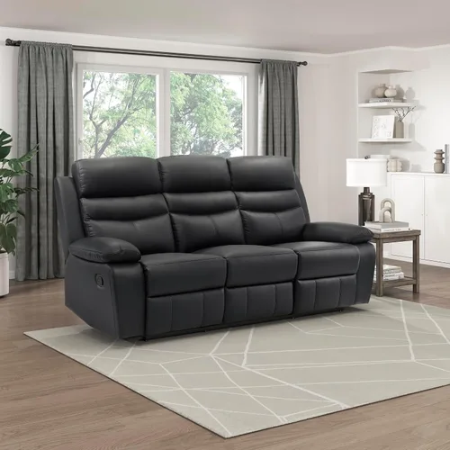 Vista 12 de Lexicon Leather Match - Sofá reclinable manual para pared, color azul