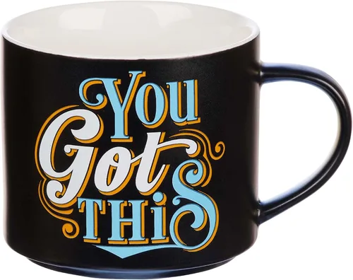 Vista 6 de Taza de café rosa XL con texto en inglés "Girl You Got This", divertidos regalos de cumpleaños para mujeres, mamá, compañera de trabajo, jefa dama