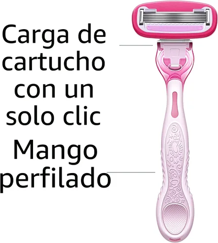 Vista 8 de Amazon Basics - Maquinilla de afeitar manual de cinco hojas para mujer, se adapta a las asas Amazon Basics y Venus, incluye 1 asa FITS, 12 cartuchos