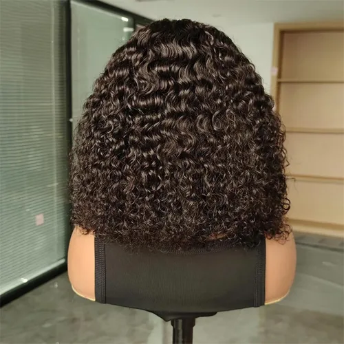 Vista 4 de Pelucas ISEE de llevar y usar sin pegamento, pelucas bob de cabello humano pre arrancadas, ondas de agua, con encaje frontal, pelucas de cabello