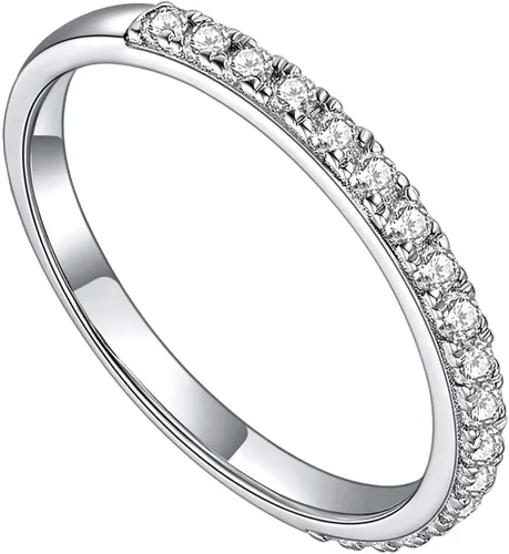 Vista 7 de YODEWA Moissanite Wedding Band for Women Half Eternity Sterling Silver Ring