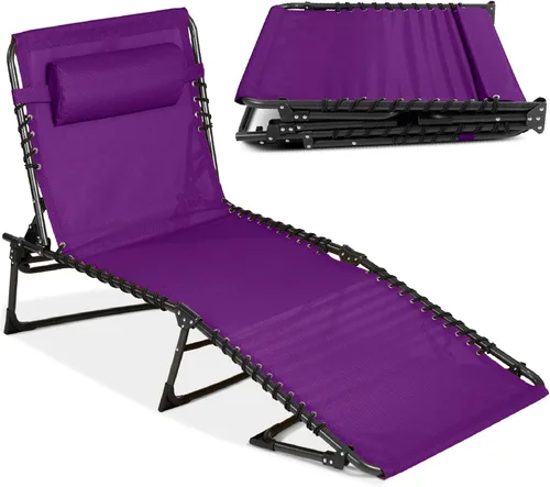 Vista 13 de Best Choice Products - Tumbona para patio reclinable, plegable, portátil para exteriores, con 8 posiciones, asas, capacidad de 300 libras