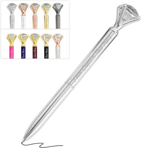 Vista 19 de Bolígrafos de diamante con cristal personalizado con nombre grabado a granel, bolígrafos de metal personalizados, bolígrafos de tinta negra, regalo