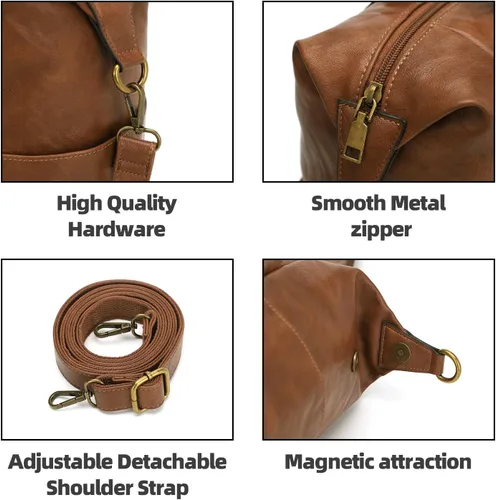 Vista 5 de KouLi Buir Monederos para mujer, bolso de piel sintética con múltiples bolsillos, bolso de hombro de diseñador Hobo Bucket espacioso bolso cruzado